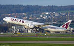 a7-boa/791492/a7-boa---qatar-airways---boeing A7-BOA - Qatar Airways - Boeing 777-300ER - Flughafen Zürich - 31. Oktober 2022