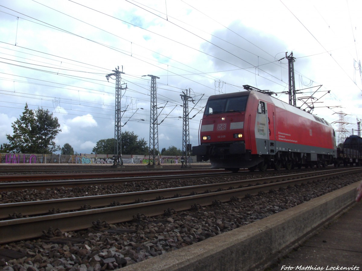 EG 3105 mit einen G�terzug kurz hinter Hamburg Harburg am 31.8.13