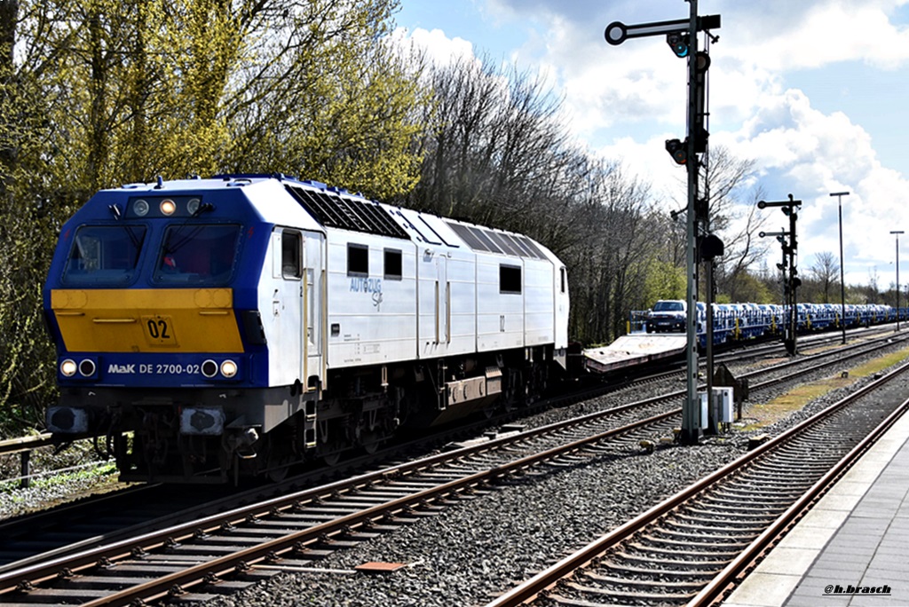MAK de 2700-02 bei der abfahrt mit der autozug sylt,vom bahnhof niebüll,17.04.17